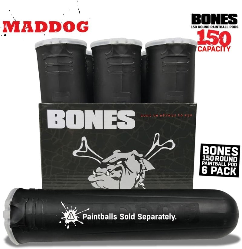 MAddog 150 Round Bones Paintball Pods | Durable Quick Reload Tubes for Tournament and Recreational Speedball Woodsball | 6 Pack - Image 4